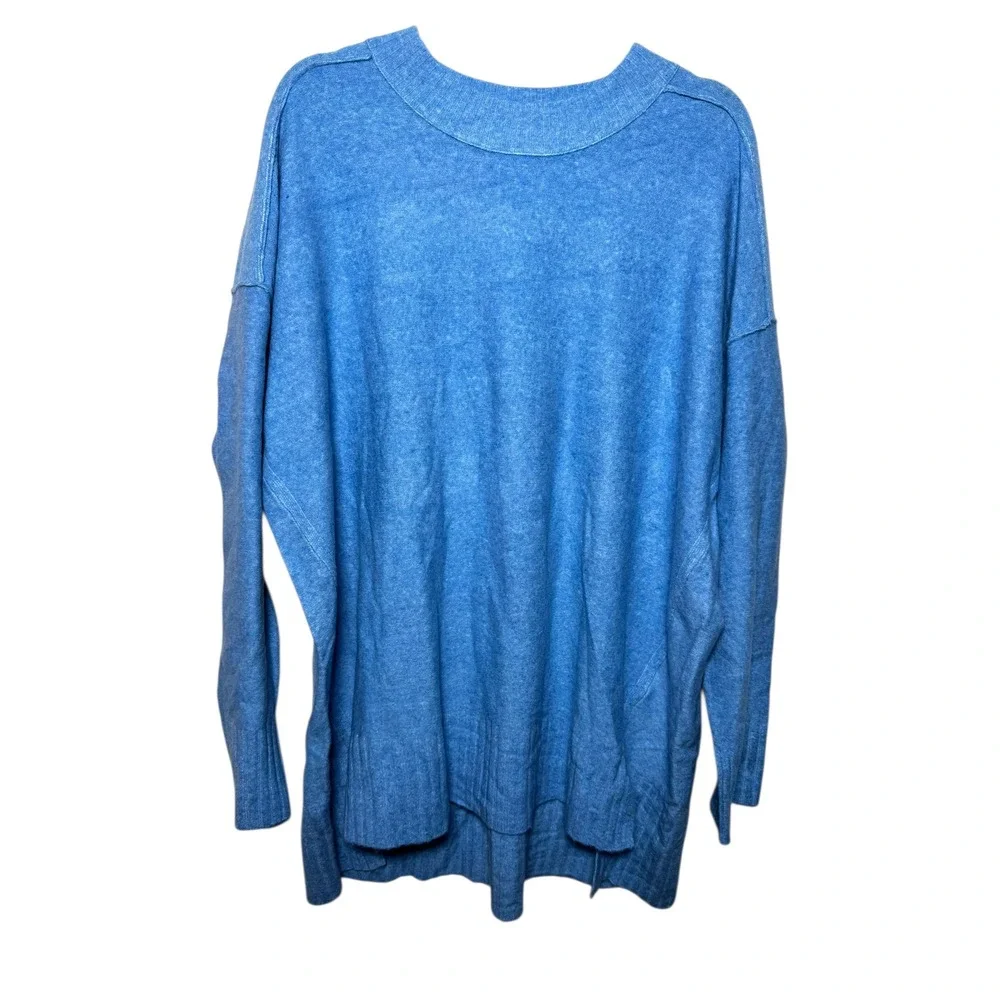 Free People Phoebe Pullover in Waterfall‎ Heather Sweater Sz L NWT